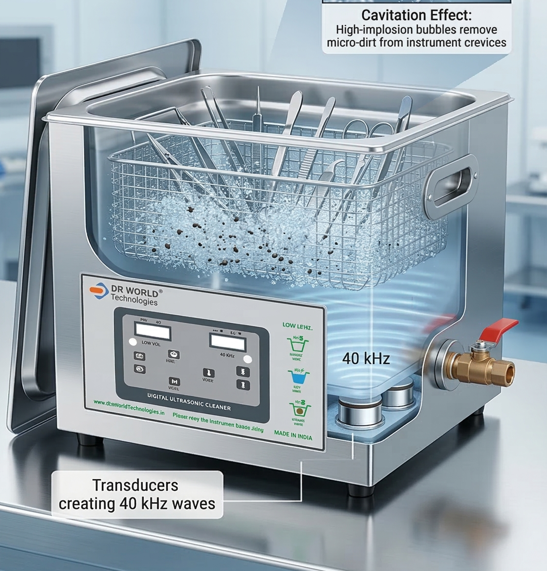 PL Sonic™ Digital Ultrasonic Cleaner - stainless steel ultrasonic cleaning unit for CSSD instrument cleaning